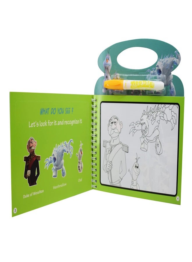 Asera Ice Princess Theme Reusable Magic Water Painting Book Magic Doodle Pen Kids Coloring Doodle Drawing Board Games Child Educational Toy Magic Book Water Painting for Kids (1Pc) - Image 2